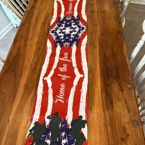 Patriotic Americana Table Runner Red White Blue Stars Stripes Independence - Picture 6 of 9